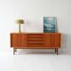 Vintage Scandinavian teak sideboard with metal-lined drawers