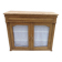 Antique wooden sideboard, fabric doors and pearl grey shelves.