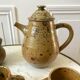 service à café 6 tasses et sous-tasses, theière et sucrier en cérémique / poterie / grès années 50-6