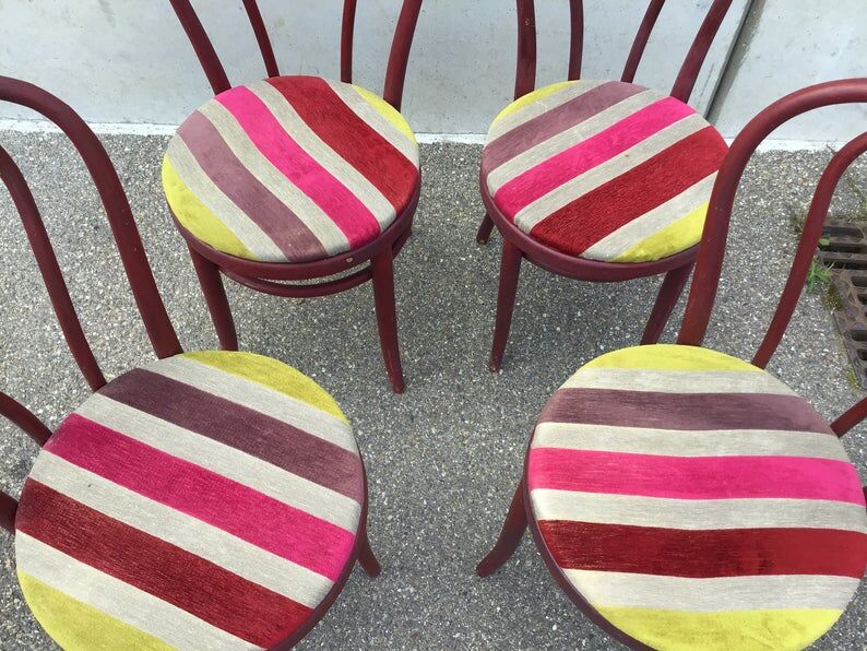 Set de 4 chaises bistrot viennoise bois courbé
