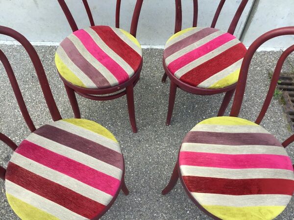 Set de 4 chaises bistrot viennoise bois courbé
