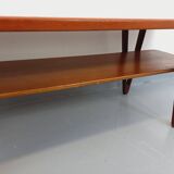 Large vintage Scandinavian double-topped teak coffee table by Kurt Østervig from the 1950s