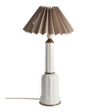 White Opaline Glass & Brass Heiberg Table Lamp, Denmark, Mid-19th century