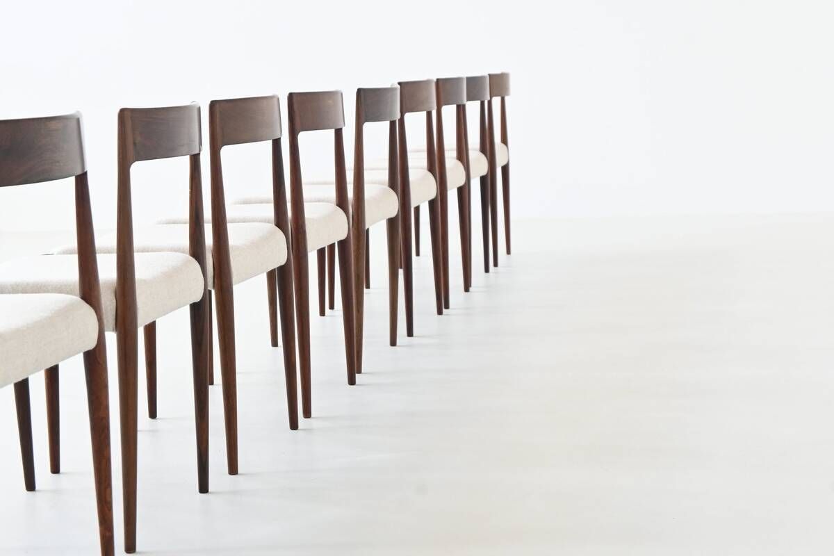 Kai Kristiansen set of twelve dining chairs rosewood Fritz Hansen Denmark 1961