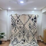 Authentic Moroccan Beni Ouarain Rug with Traditional Berber Symbols – Woven Wool Rug