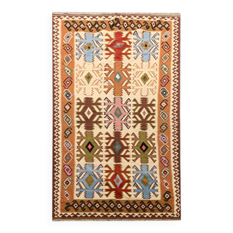 Tapis Kilim vintage en laine tissée à plat