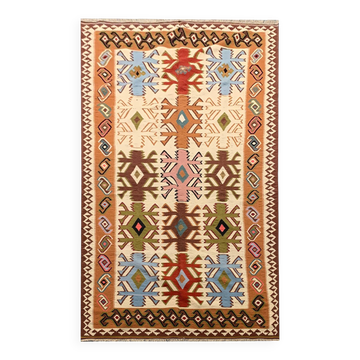 Vintage Kilim Rug: Rustic Boho Tribal Wool Flatweave Design 240 x 143 cm