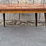 Dining room table, formica, wooden compass legs, 50s