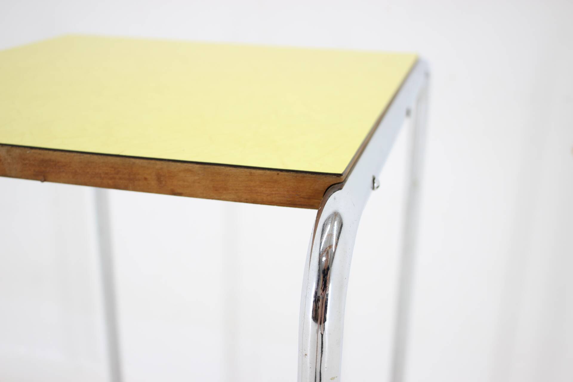 1960s tubular chrome plated side table, czechoslovakia