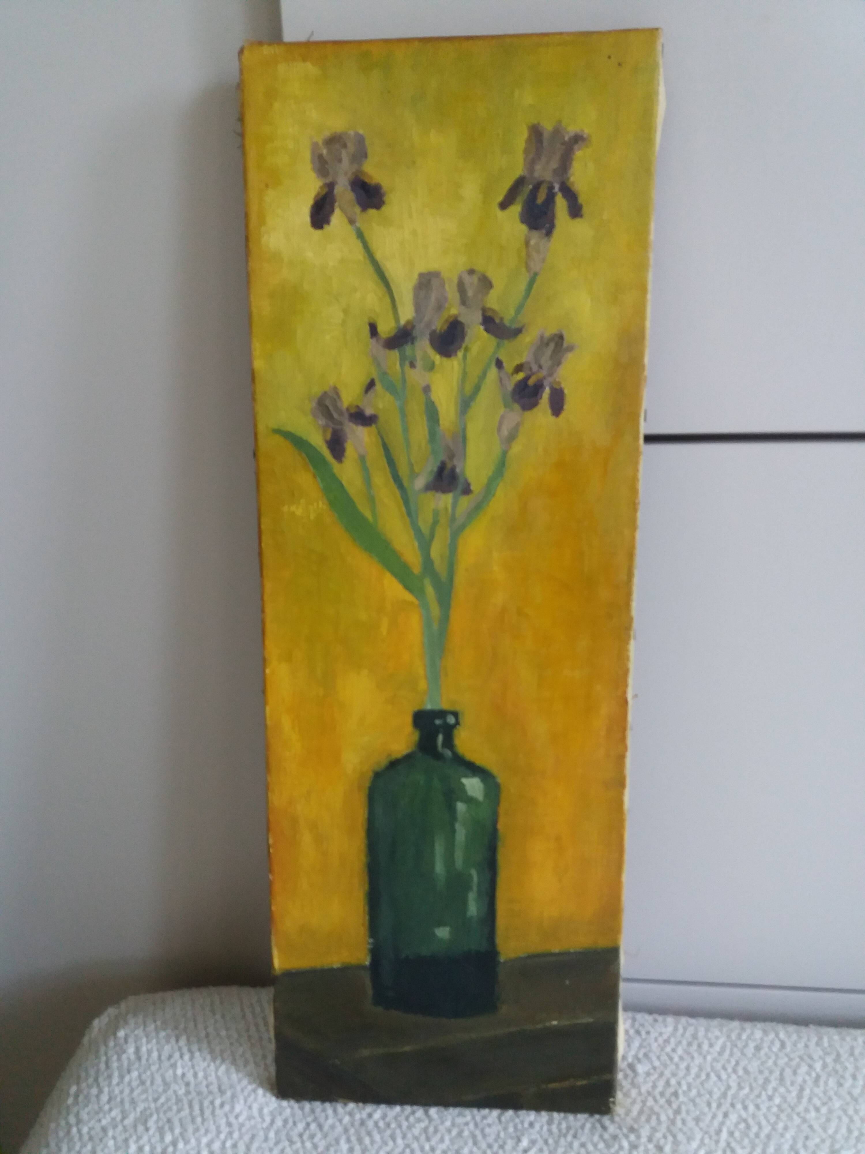 Still life with irises oil on canvas mid 20th century