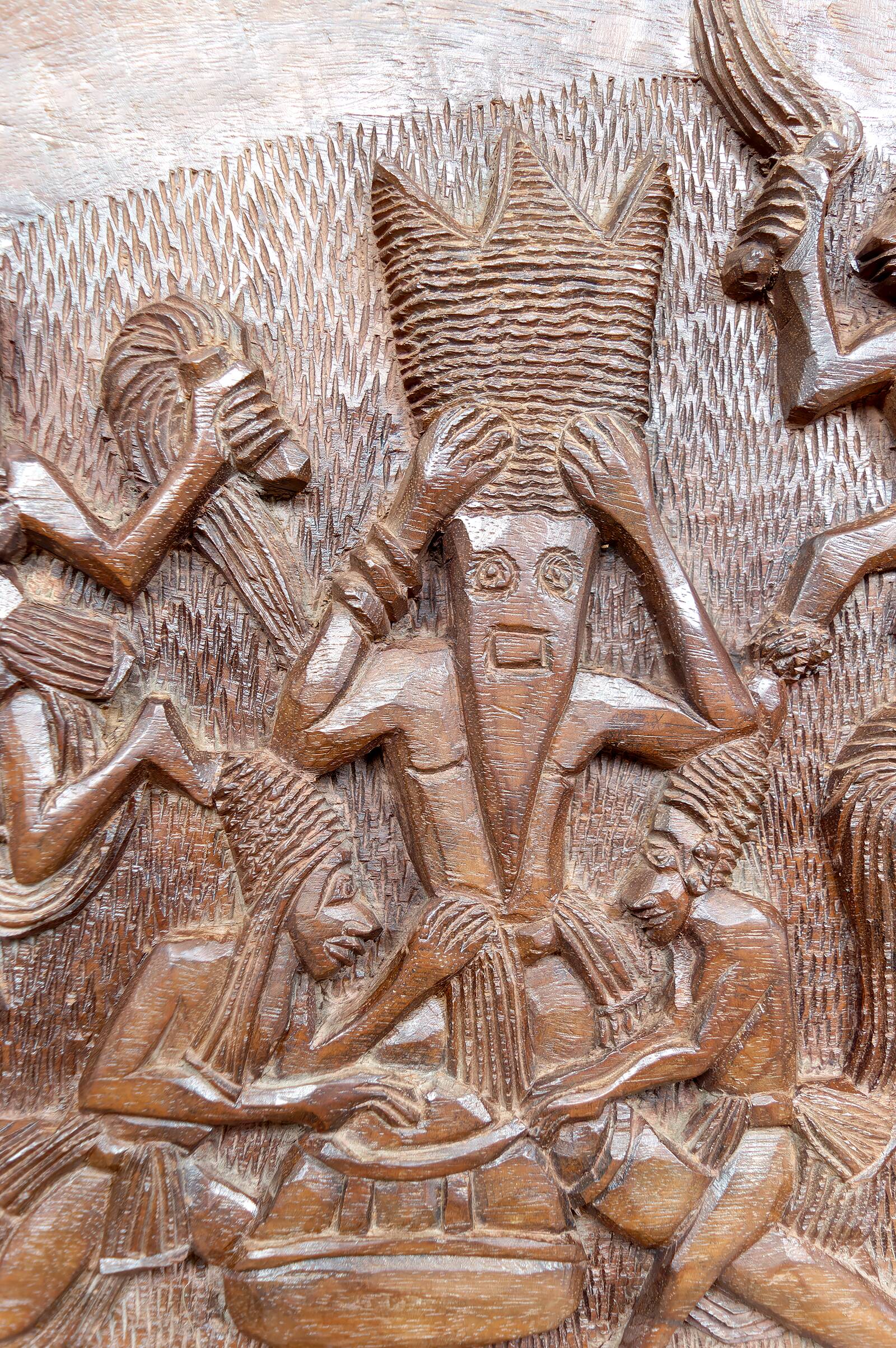 Important Monoxyle Panel, Bamoun Bas-Relief, Cameroon, Circa 1960