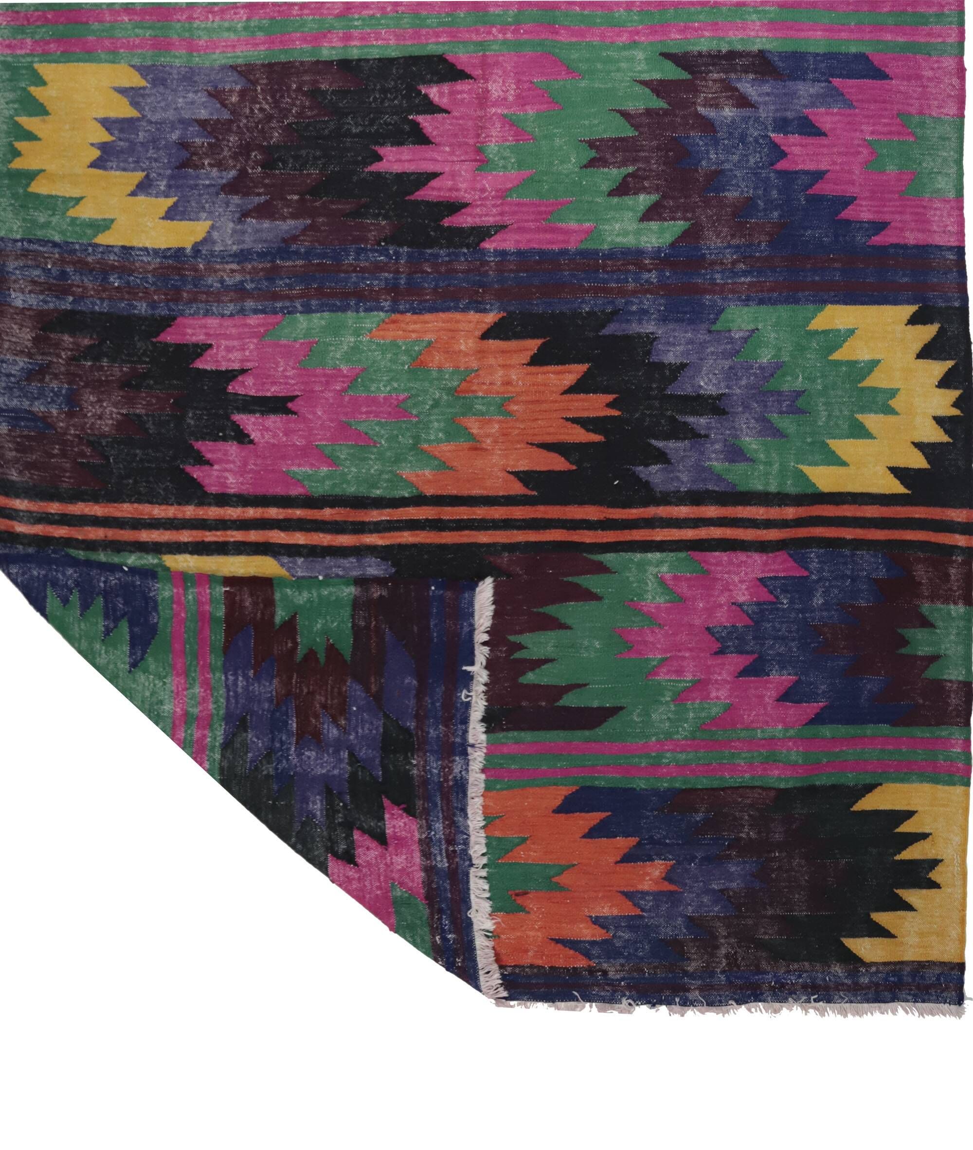 Turkish Kilim Yuruk Vintage 177x338 cm Geometric Multicoloured