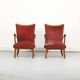 Set of Two Vintage Armchairs with Oak Frames