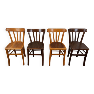 Chaises bistrot dépareillées, lot de 4