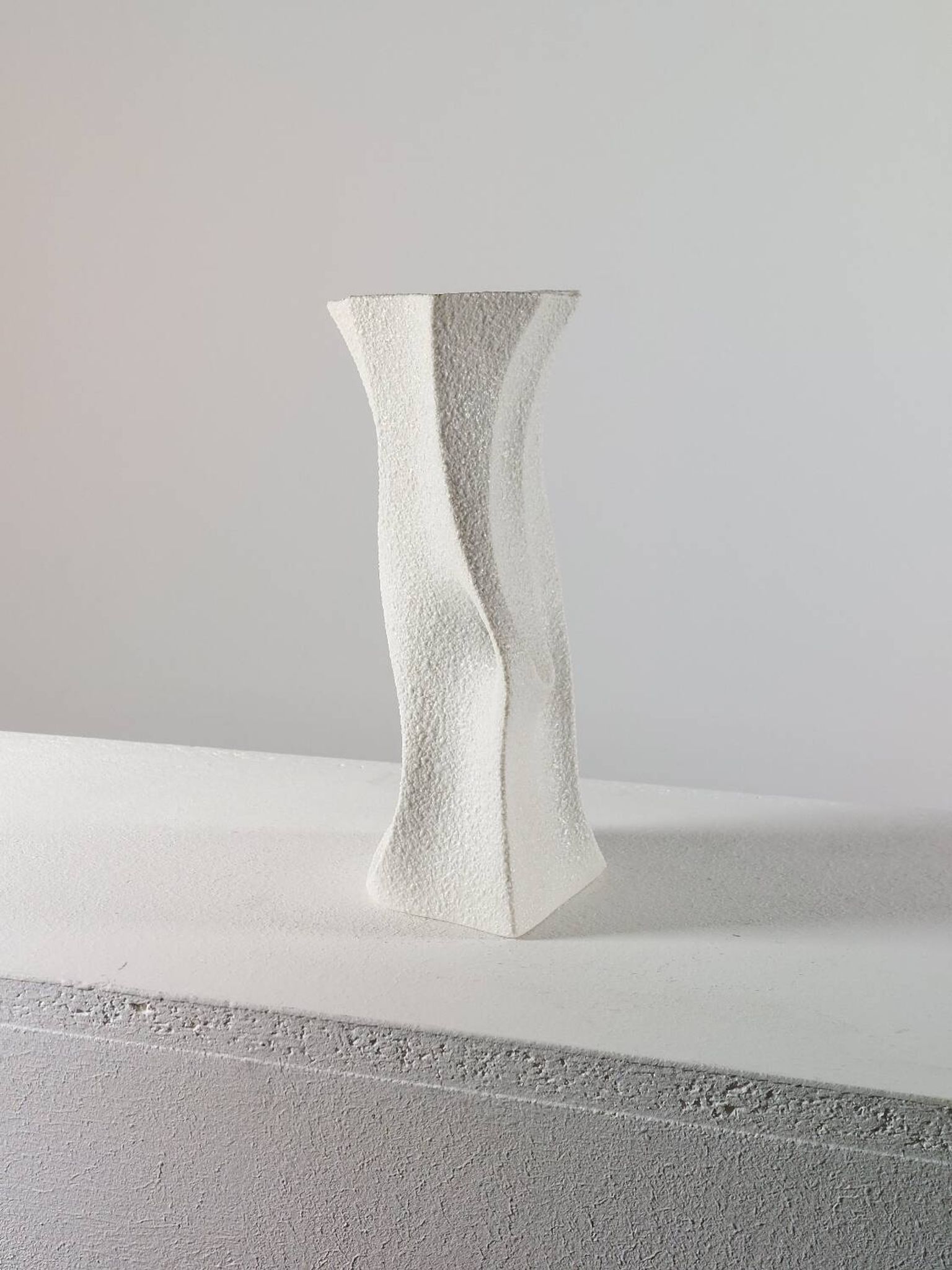 Vintage organic biscuit porcelain vase from the mid-century by Sgrafo Modern.