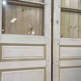Double porte d'intérieur vitrée en sapin du début XXème - 2m44 x 1m48