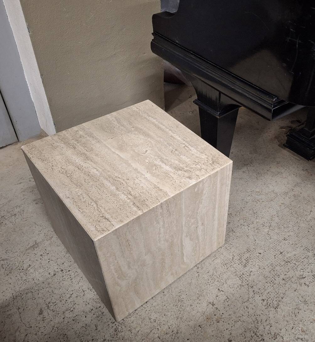 Italian veined travertine coffee table or pedestal