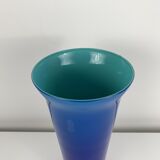 Large opaline vase Scandinavian style gradient of blue