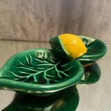 Double compartment dish in Vallauris earthenware decorated with lemon