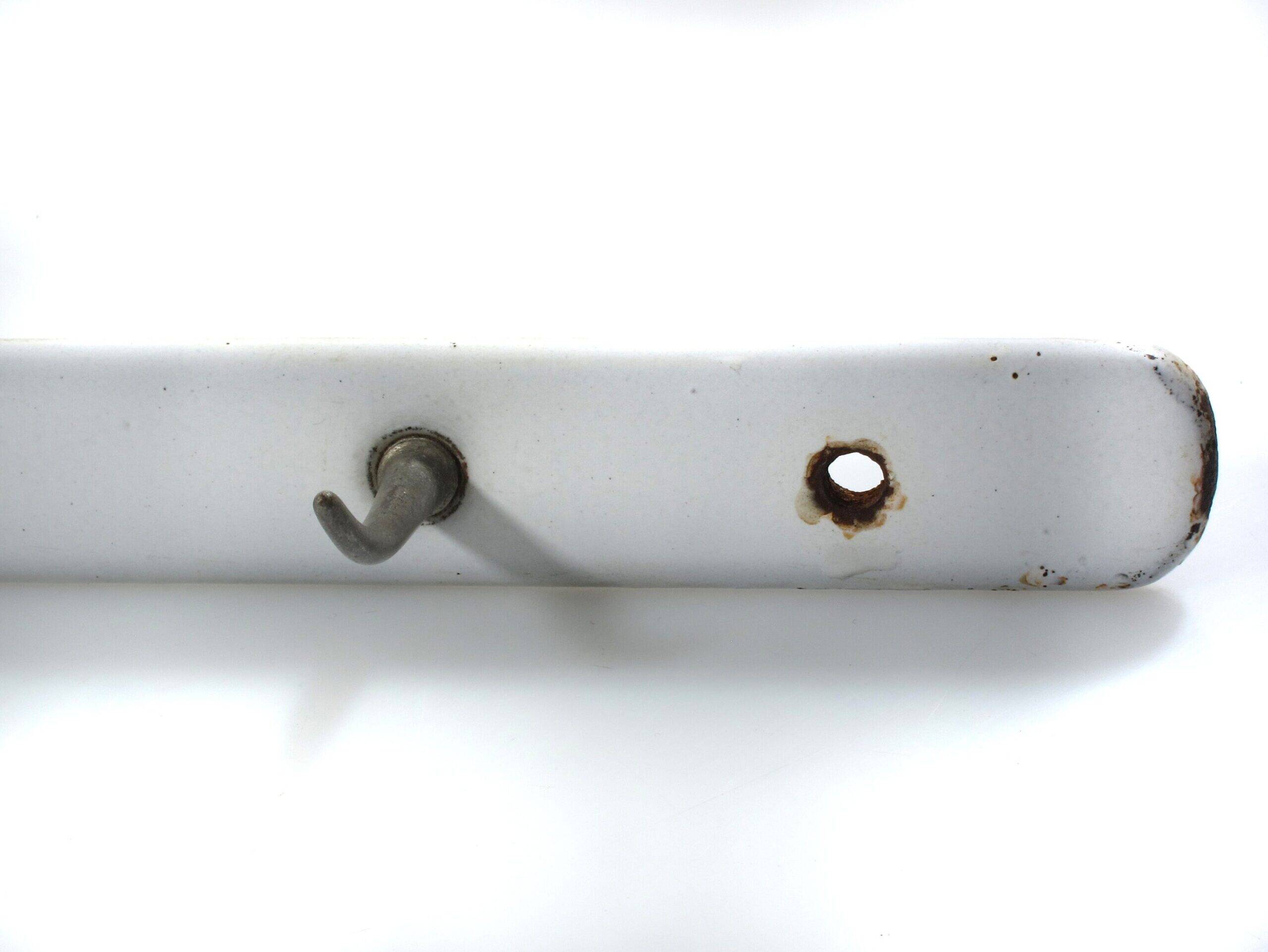 Coat rack in enamel and hooks, 1930s