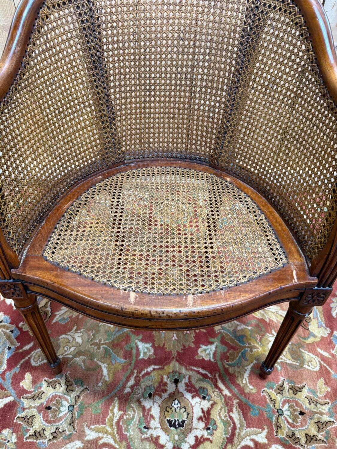 Caned office chair – Louis XVI style – Stained wood – 19th century