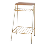 Small brass side table with a teak top, 1960.