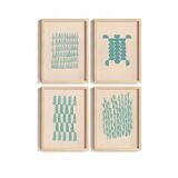 Collection of 4 abstract oil blue paintings by Eawy