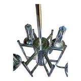 6-lamp vintage 70'S chrome pendant light