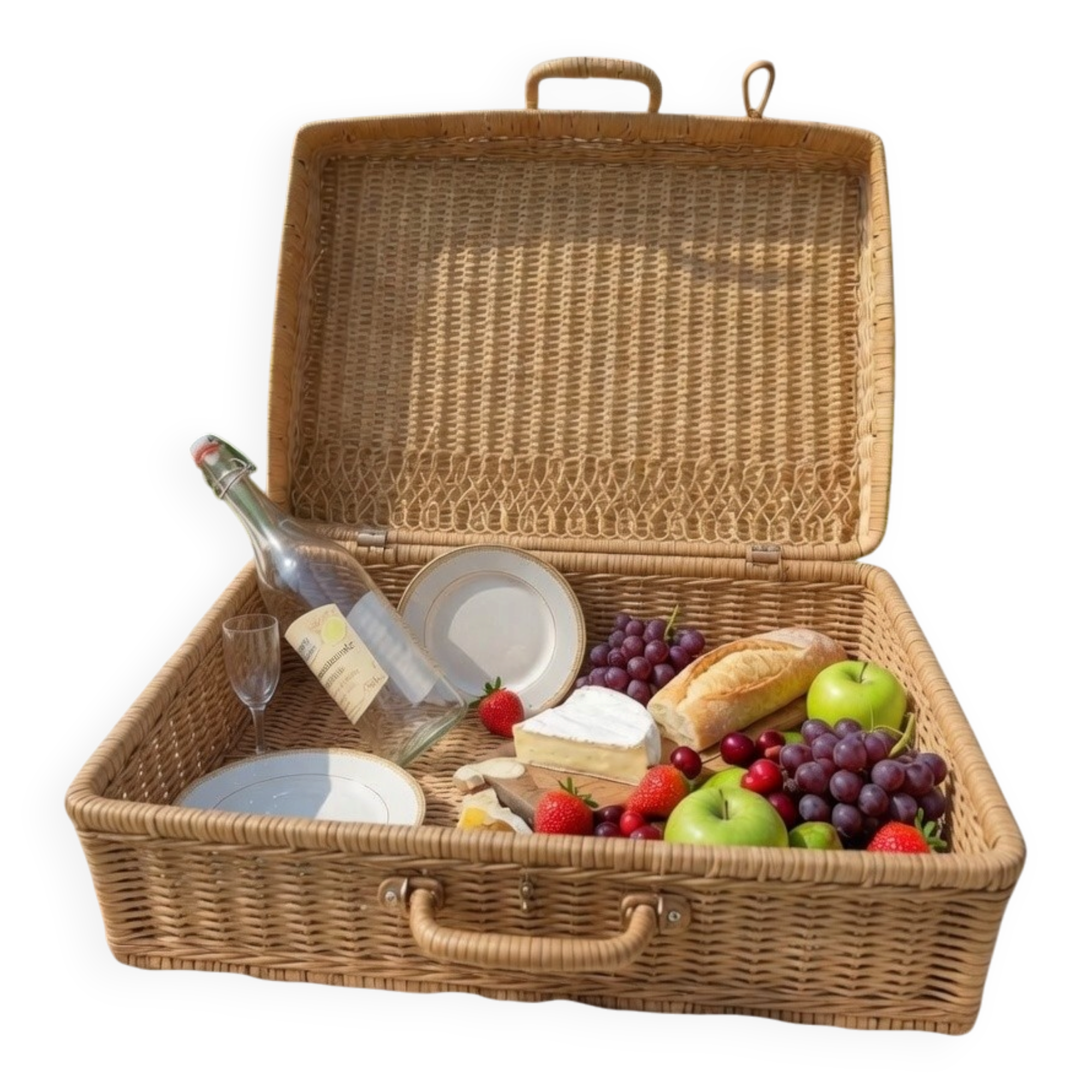 Valise en osier vintage