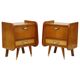 Pair of Fifties Rockabilly Wooden Bedside Tables Vintage Design