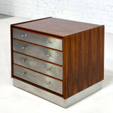 Chest of drawers 4 drawers in rosewood and brushed aluminum