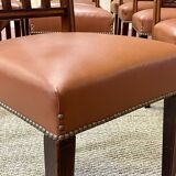 Suite of 12 English chairs nineteenth in mahogany and imitation leather