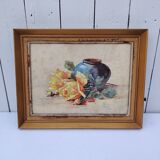 Watercolor bouquet of roses in preparation, Géo, 1948