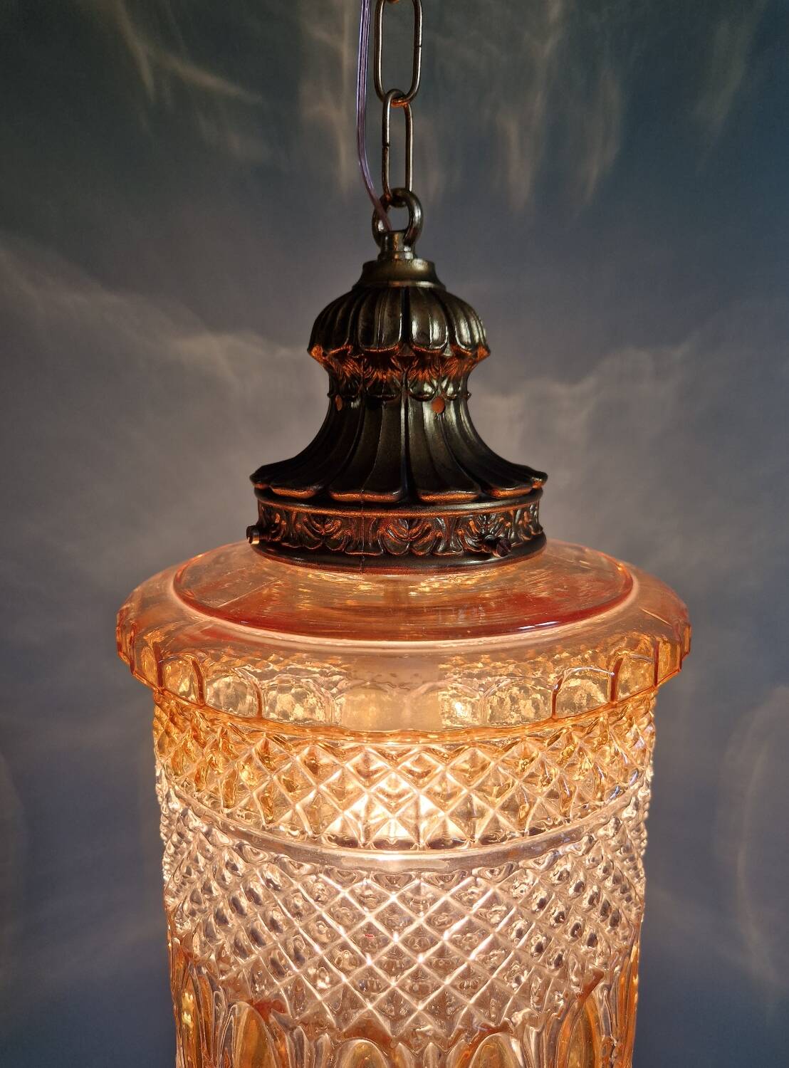 Glass and brass pendant light, 1960s