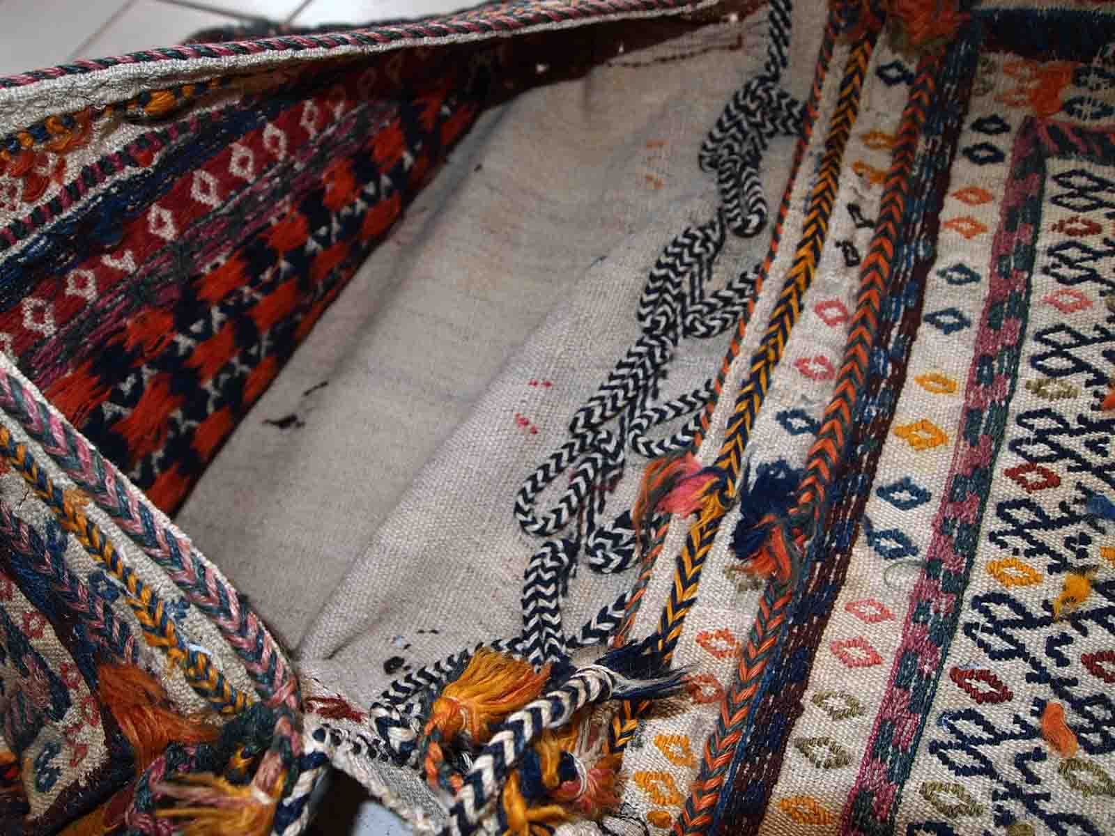 Ancient Persian Sumak handmade carpet 55cm x 100cm 1940s - 1C399