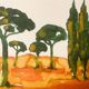 Tableau signé paysage « Lever de soleil provençal dans la pinède »
