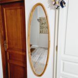 Miroir ovale en rotin 1960