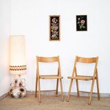 Pair of cane and beech chairs