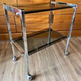 Chrome and glass serving trolley