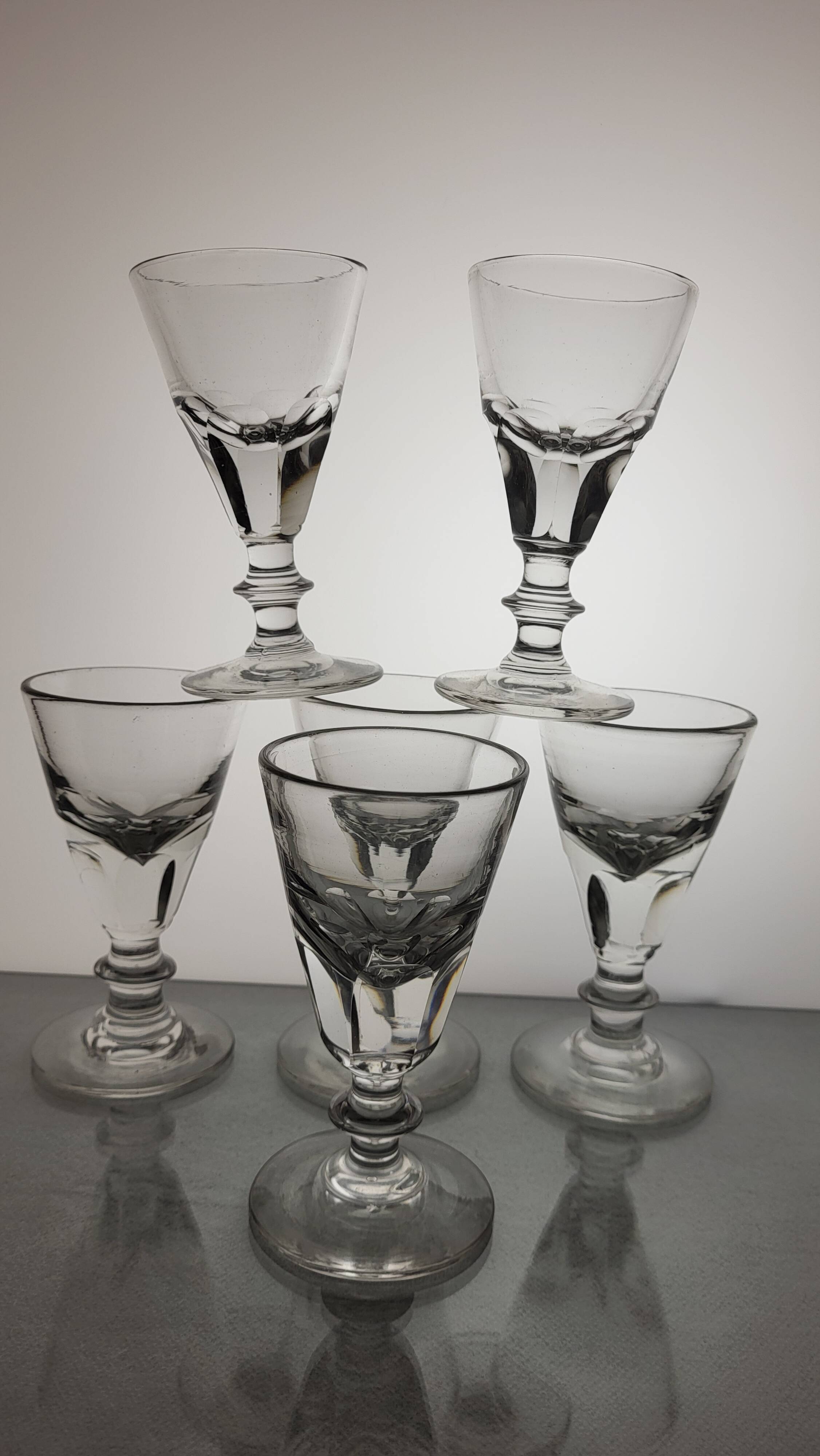 6 19th century bistro counter glasses