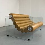 Canapé Hyaline en cuir et verre par Fabio Lenci pour Comfortline Italie 1960