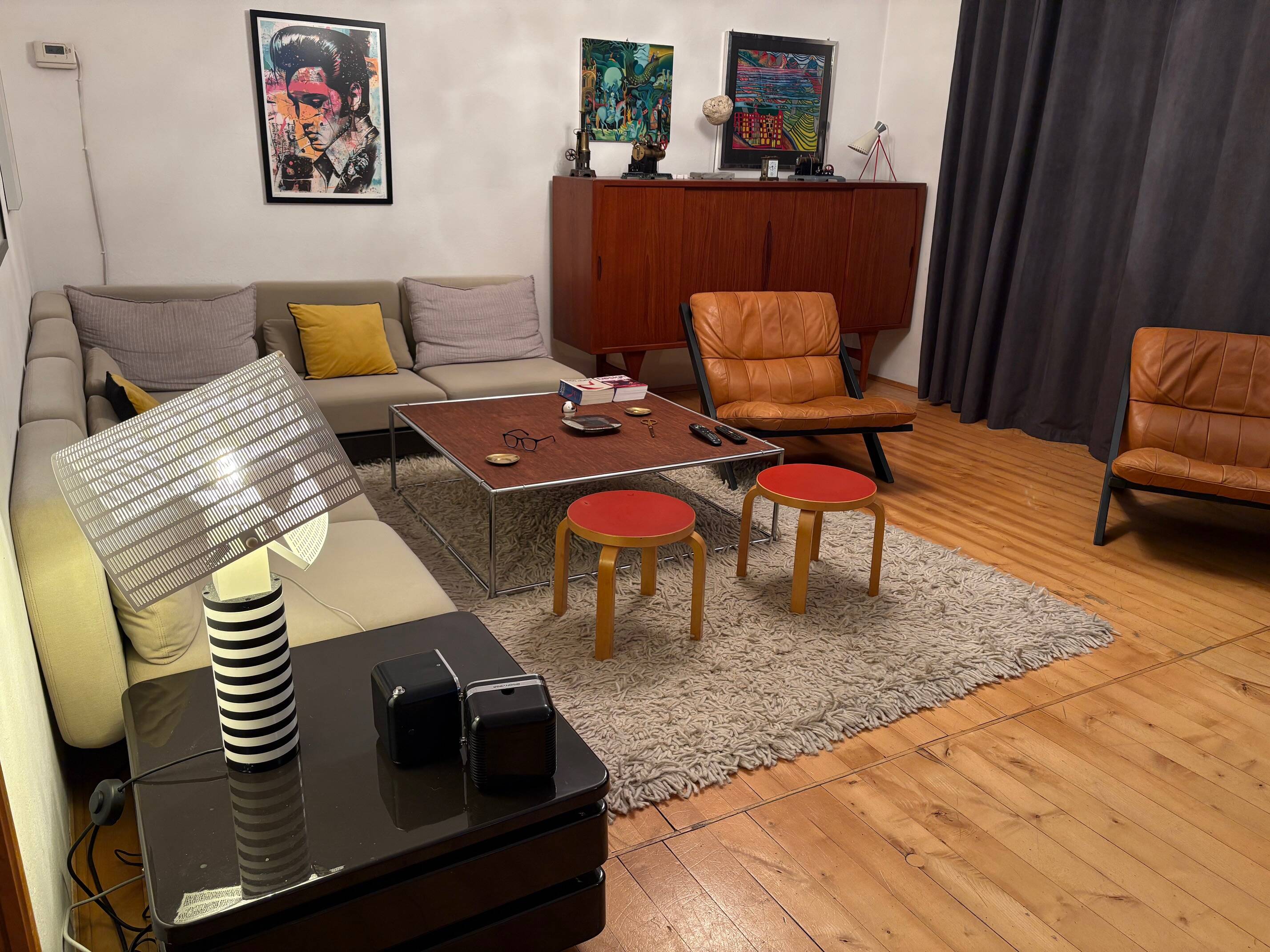 Pair of NE60 stools designed by Alvar Aalto, Artek, Finland, 1980s