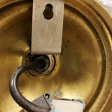 Set of solid brass wall lamps with smoked glass domes