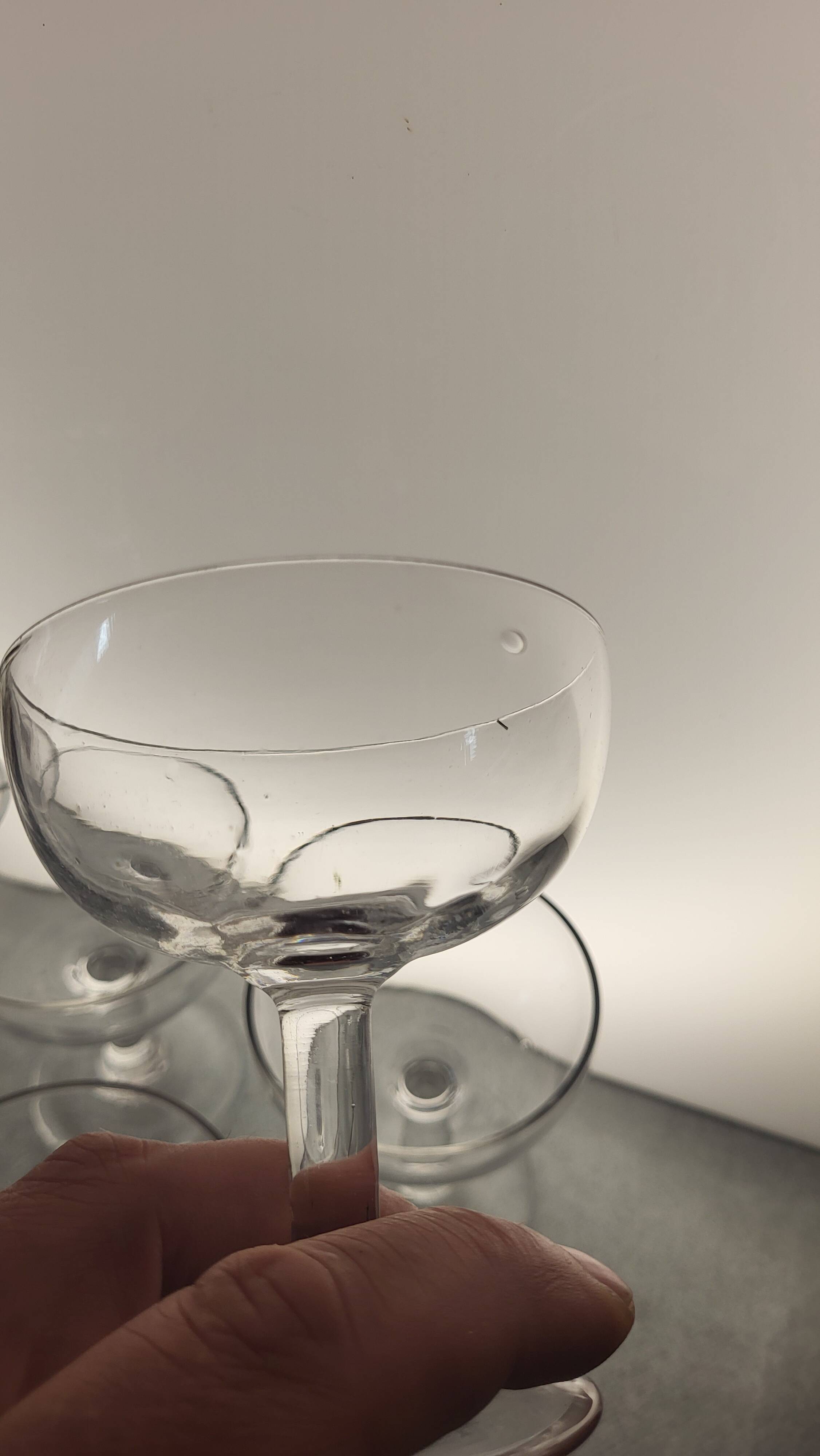 8 blown glass champagne glasses