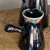 Pitchers and cups, iridescent ceramic, Vallauris