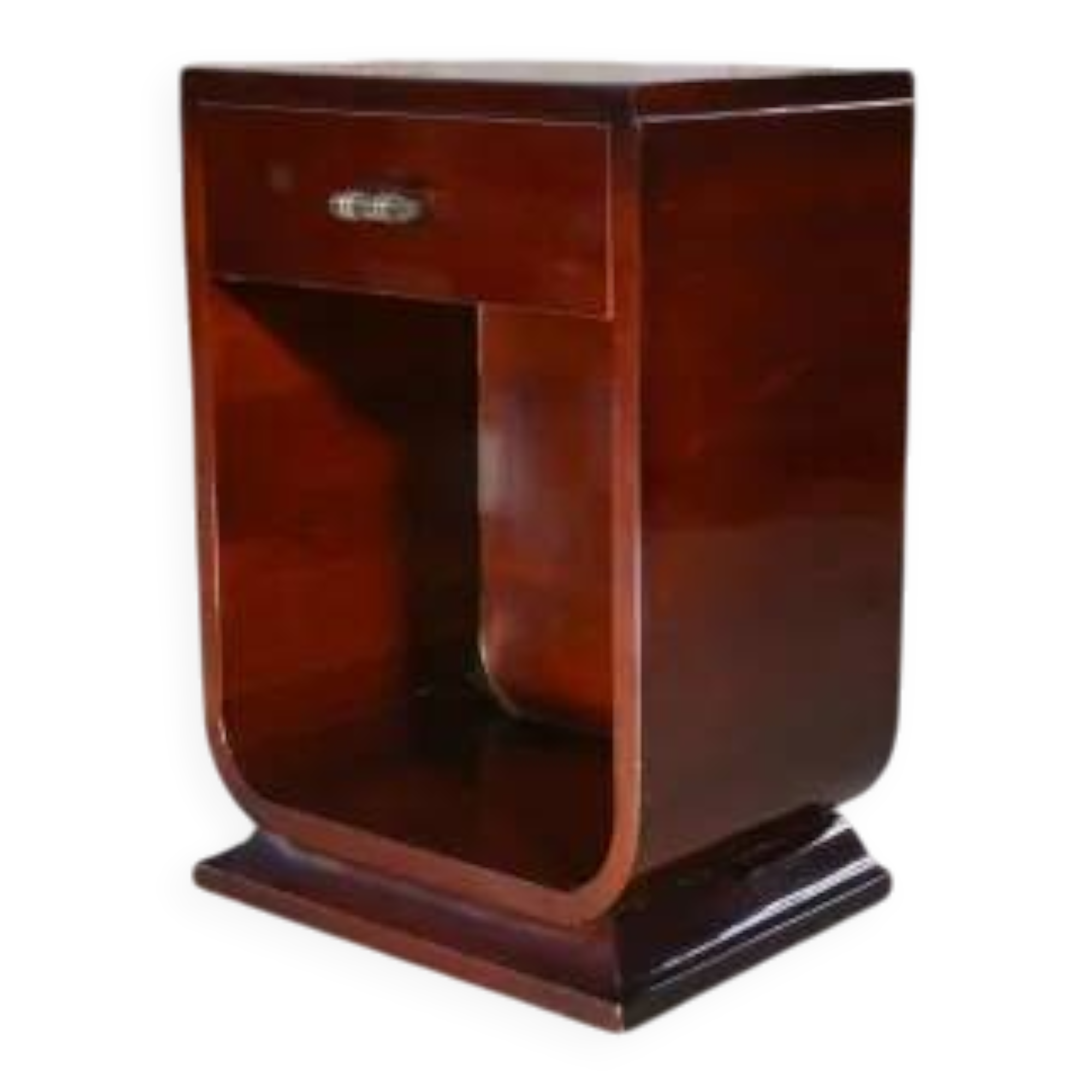 Art Deco mahogany bedside table/occasional unit with lacquered finish, 1930s