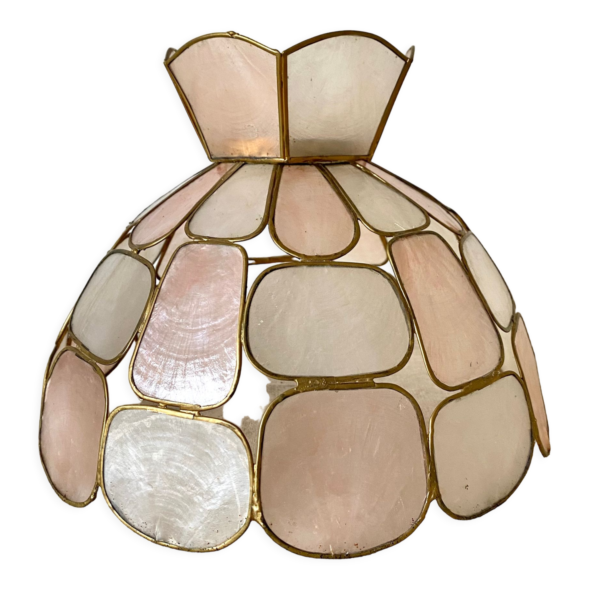 Abat jour to hang in mother-of-pearl and brass