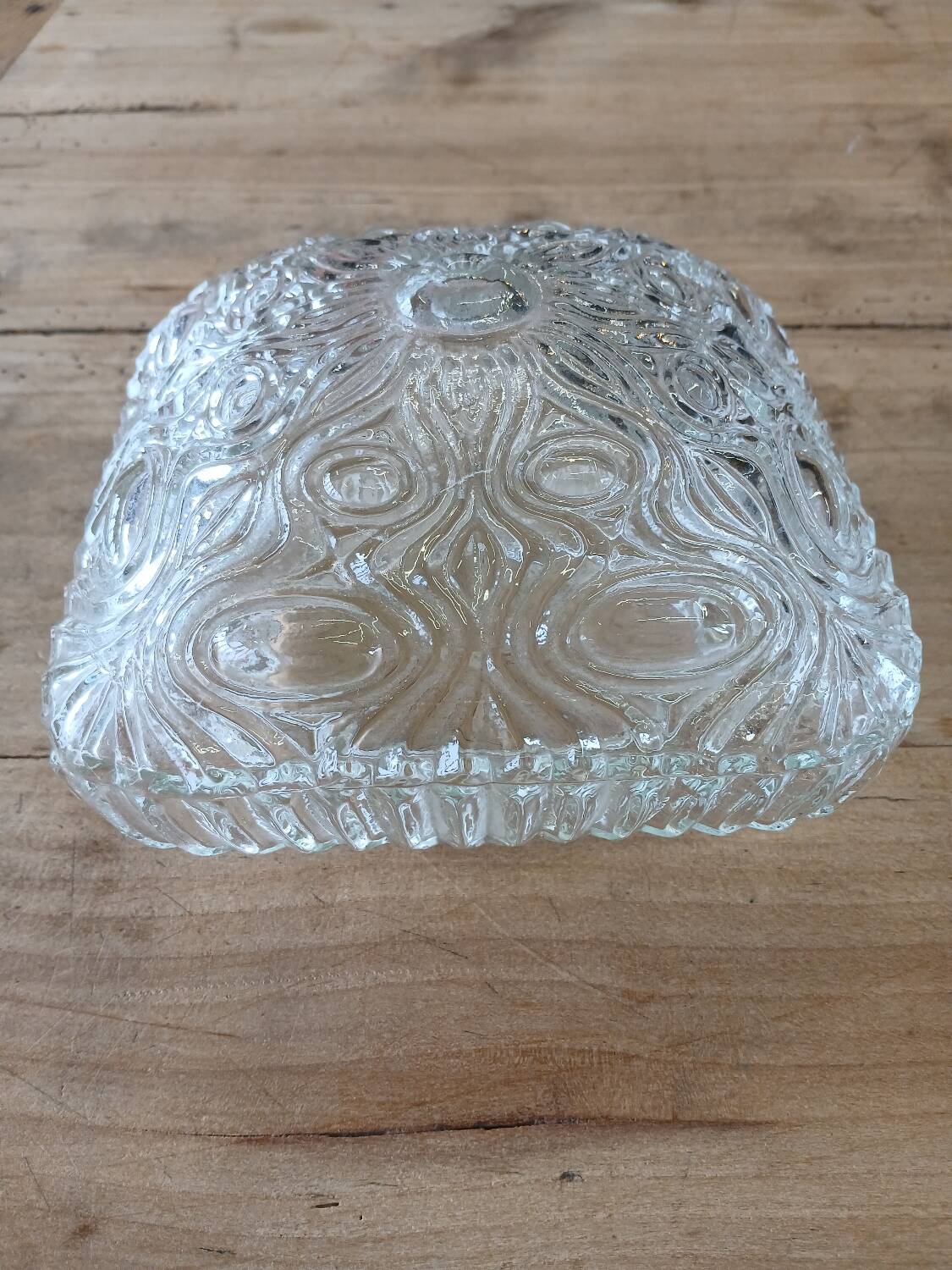 Antique ceiling light in molded glass