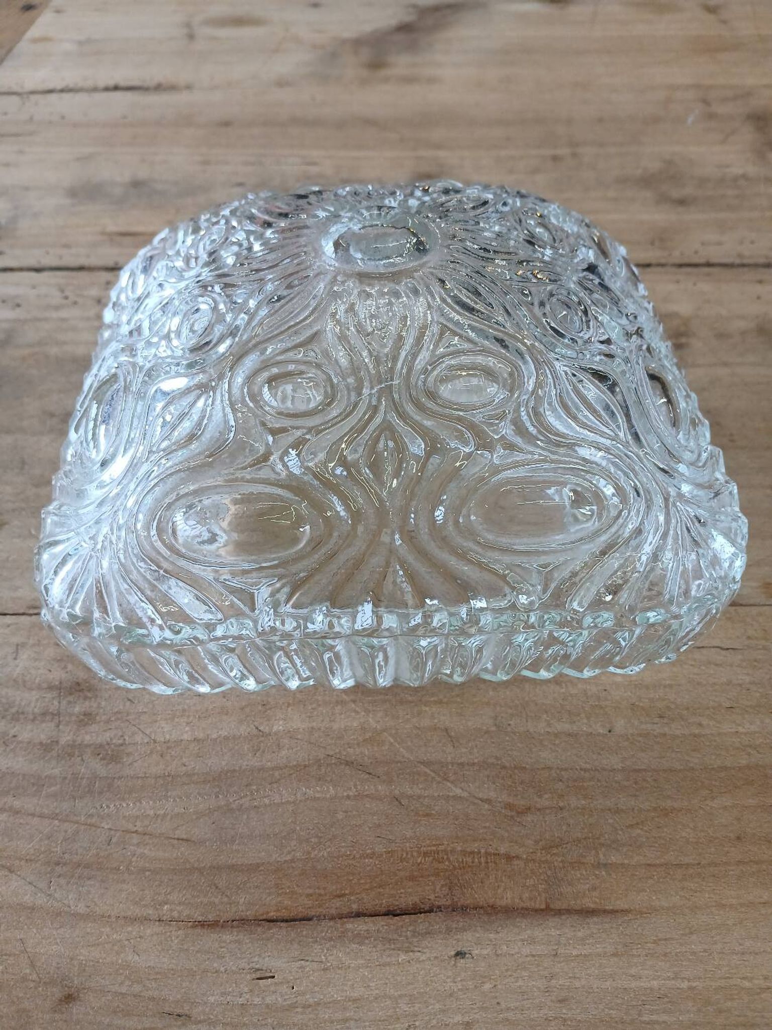 Antique ceiling light in molded glass