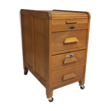 Old curtain oak wheeled box 1950